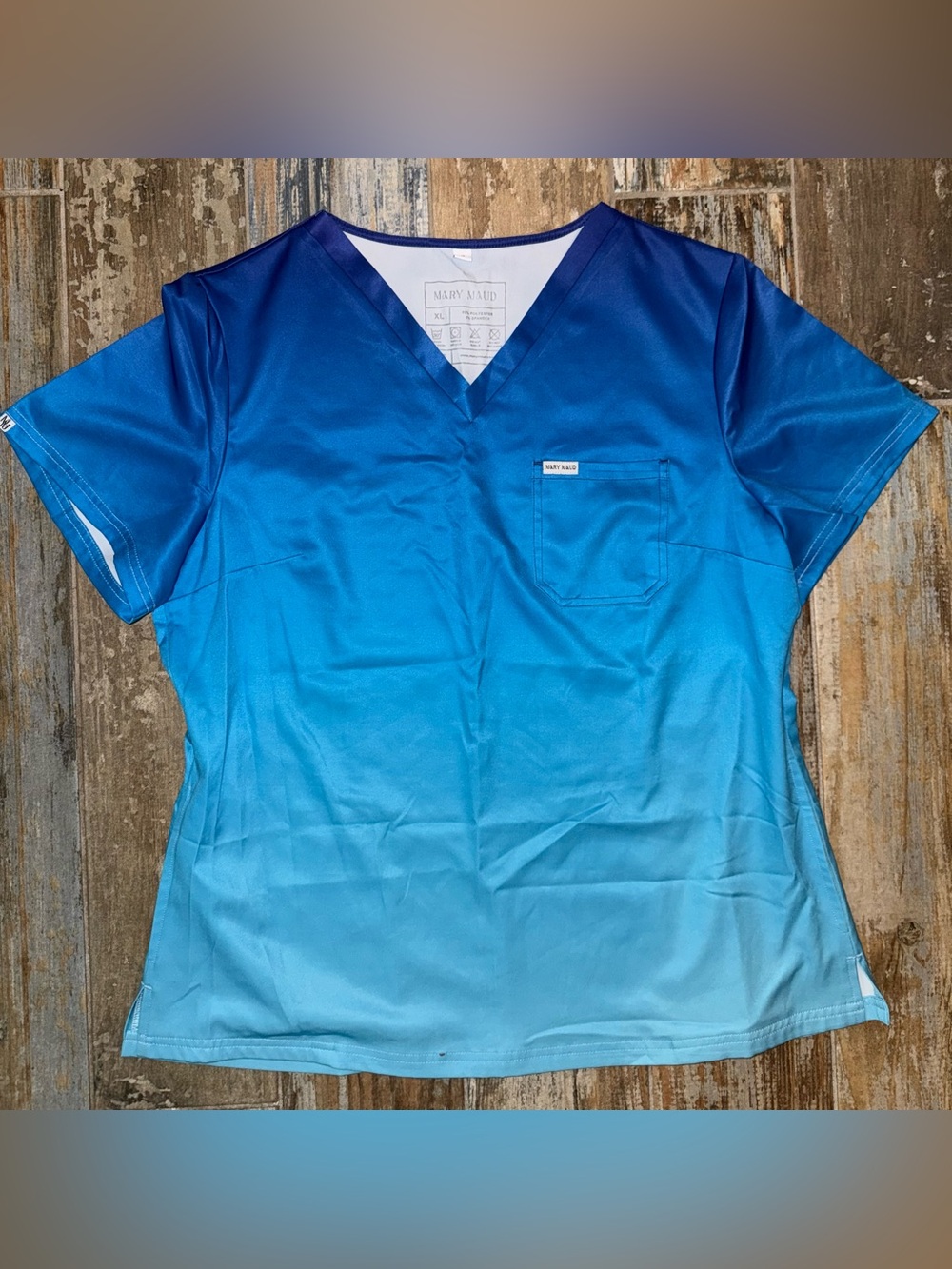 #0033 Maud Mary K Two Toned 3-Pocket Scrub Top - Violet Blue XL